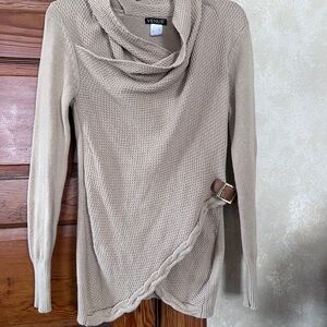 Venus Women’s Beige Cowl Neck Sweater Size Small Granola Academia Accent Belt
